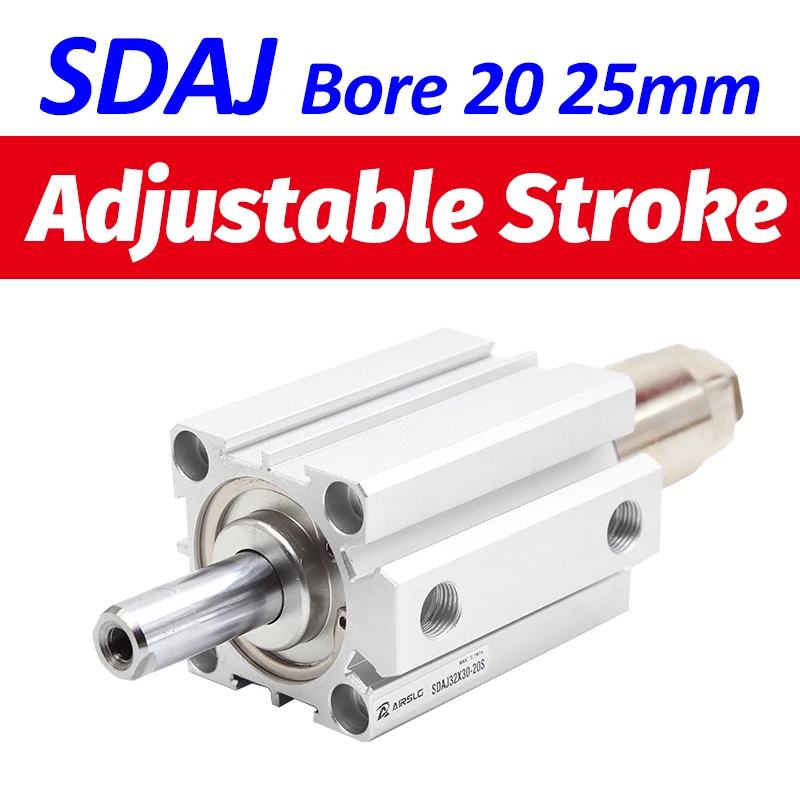 

SDAJ bore 20 25mm SDAJ20X75-50 SDAJ25X50-30 Adjustable compact air cylinder stroke 5 - 100 mm double acting Cylinder