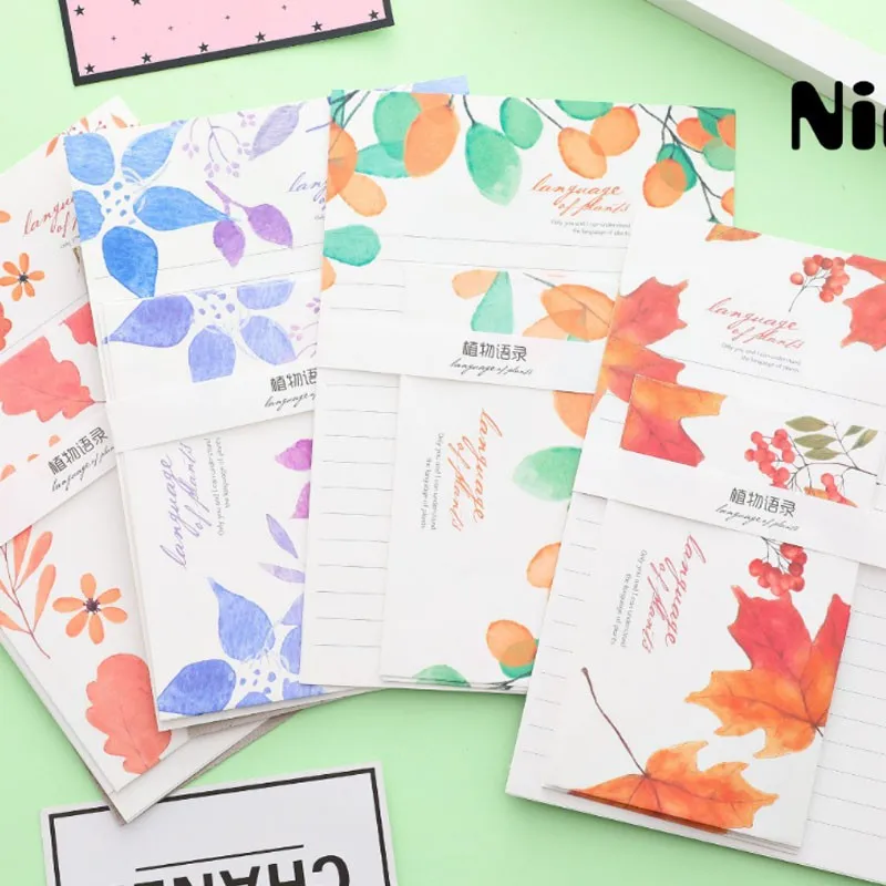 1 paquete deja 3 sobres 6 hojas conjunto de cartas de papel de escribir sobre las cartas de papelería para estudiantes escolares