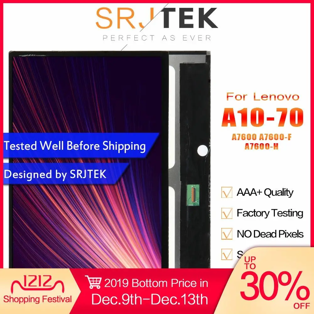 SRJTEK BP101WX1-210 для lenovo Tab A10-70 A7600 ЖК-дисплей матричный экран BP101WX1 210 планшетный ПК Запчасти для A7600-F A7600-H ЖК-дисплей