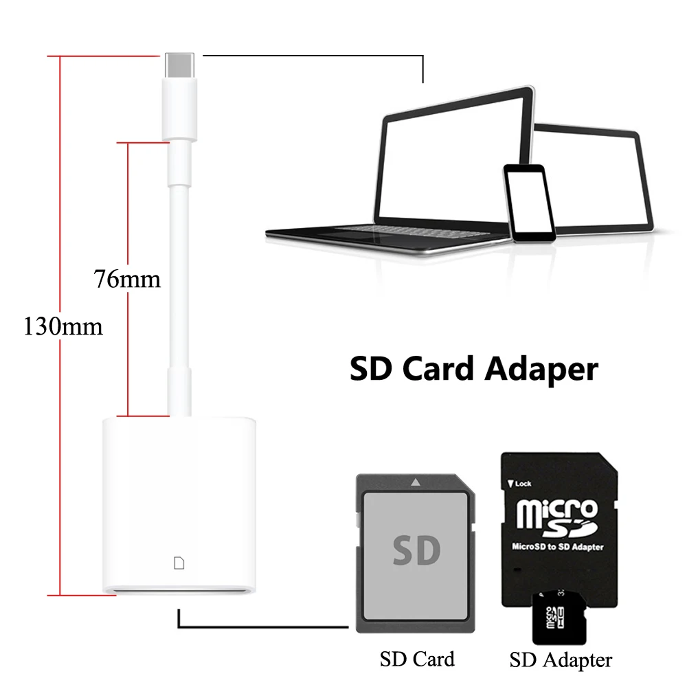 Тип C SD кард-ридер USB 3,1 USB-C для SD карты OTG камера ридер Тип C кард-ридер для сотового телефона samsung huawei(N1116