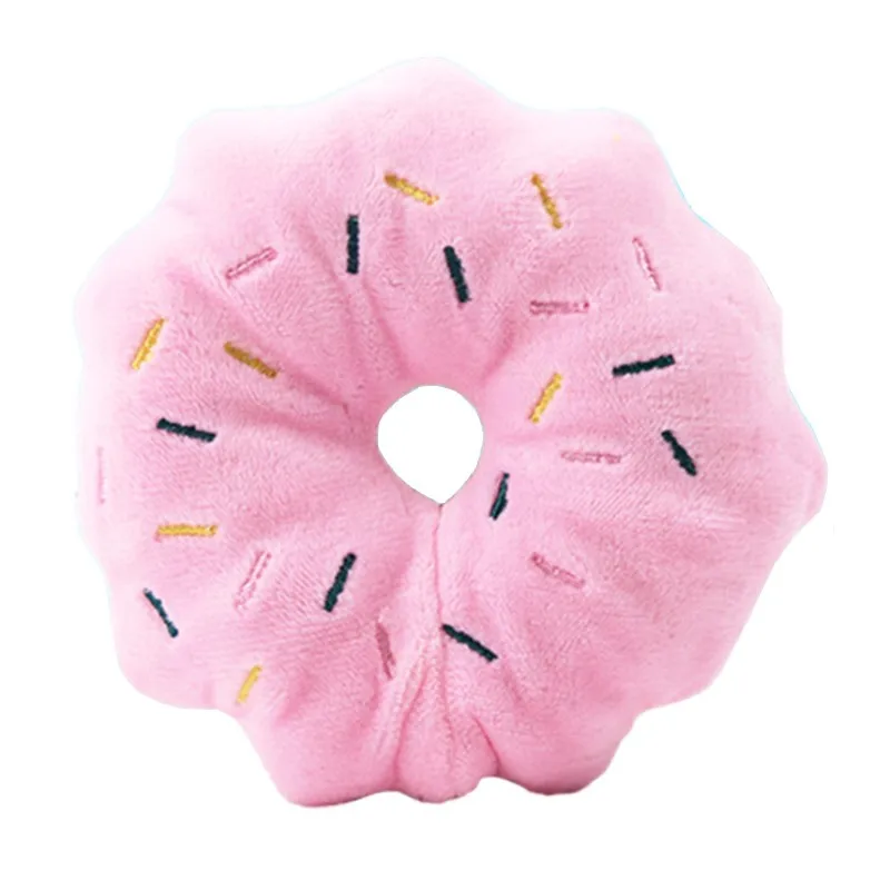 Pink Donut Животные игрушки для собак Мягкая пищащая игрушка для домашних животных милый медведь утка Краб плюшевая головоломка для собак кошка Жевательная пищалка пищащая игрушка для домашних животных - Цвет: Pink Donut