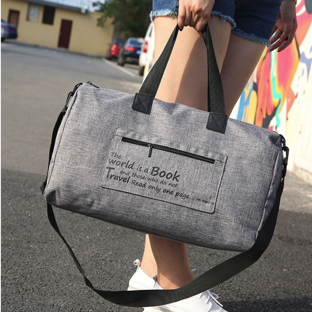 26L Foldable Bag Tote Handbag Durable Travel Bag Accessories Practical Gym Sport Bag Outdoor Unisex Men Backpack Women - Цвет: Серый