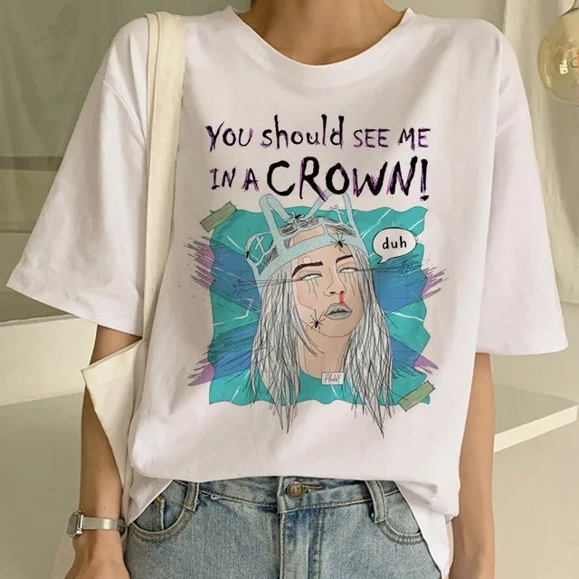Уличная футболка Billie Eilish женская одежда футболка femme забавные абстрактные женские шорты летние топы футболки camiseta - Цвет: x71151