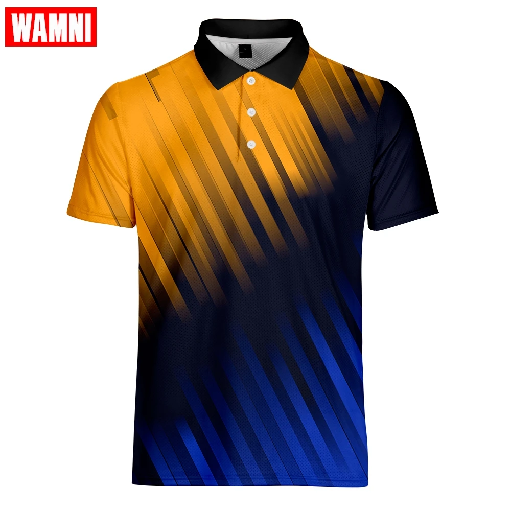 WAMNI Tennis Fashion Polo 3D рубашка Спортивная рубашка с отворотами плюс размер брендовые футболки-поло одежда футболки Топы Прямая поставка