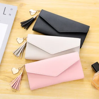

2020 New Wallet Zipper Buckle Ladies Long Tassel Campus Pendant Fashion Multifunction Coin Purse Large Capacity Clutch