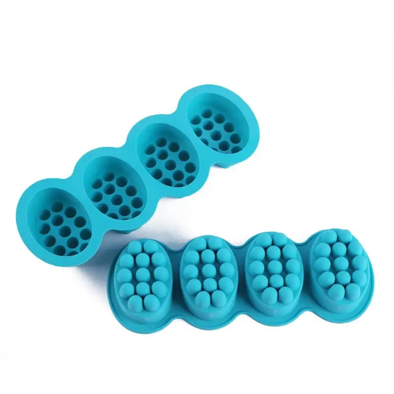 

4 Cavities Oval Massage Soap Mold Massage Bar Silicone Molds For DIY Soap Making U4LE