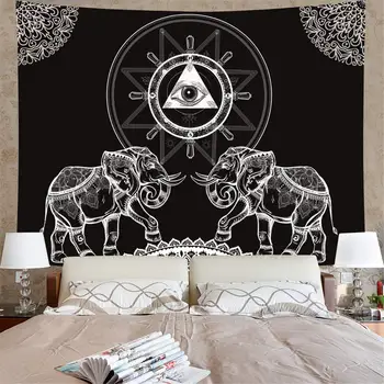 

Black and White Mystic Tapestry Hamsa Eye Unique Artwork Wall Decor