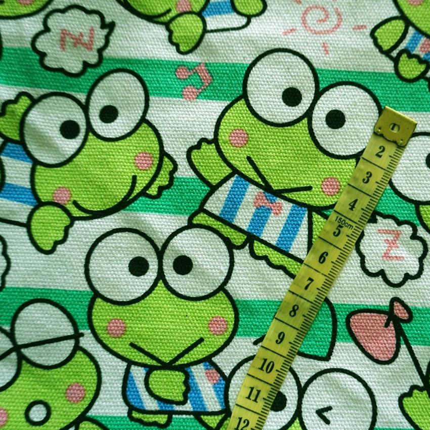 Keroppi лягушка Печать ручная работа пэтчворк хлопок холст ткань шитье подушка для сумки Diy скатерть-занавеска диван 91 см* 145 см