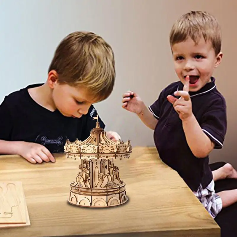 Robotime DIY 3D деревянная карусель го круглая игра головоломка детские подарки