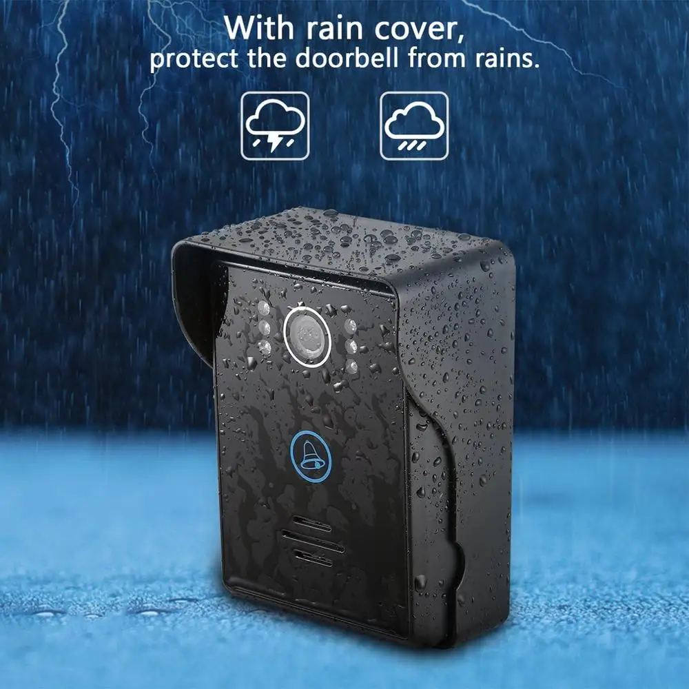 Touch Key Motion Detection Video Doorbell Intercom with 2 Dingdong Doorbells ios/Android App Support Wifi Video Door Phone