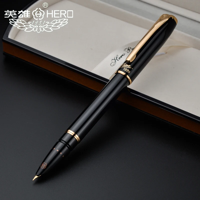 

Hero Fountain Pens Authentic 1079 Ultrafine Pen 0.38mm Students Office Business Gift Box Black Pink Yellow Blue FREE Shipping