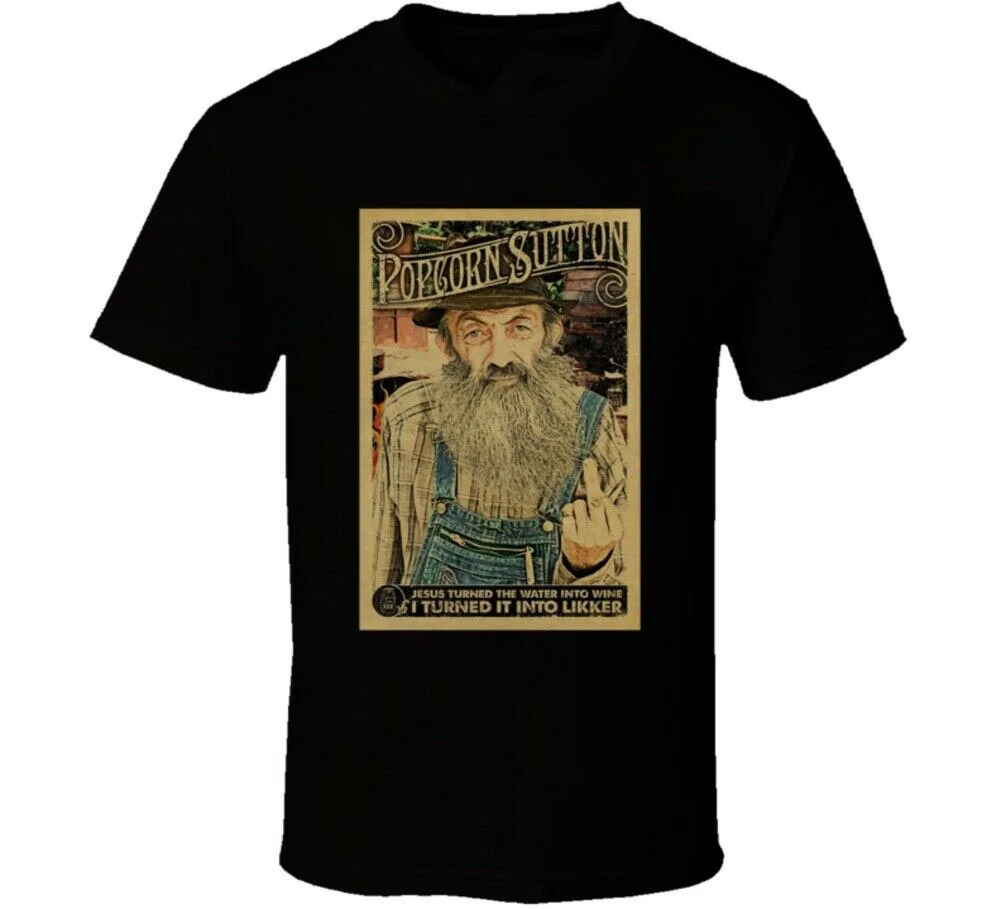 Popcorn Sutton Moonshine Hillbilly Liquor Distressed Look Poster T Shirt Plus Size Clothing Tee | Мужская одежда
