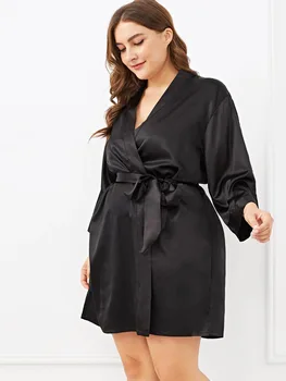 

Women's Satin Robe Intimate Lingerie Sleepwear Silky Bridal Wedding Gift Casual Kimono Bathrobe Gown Nightgown Sexy Nightwear