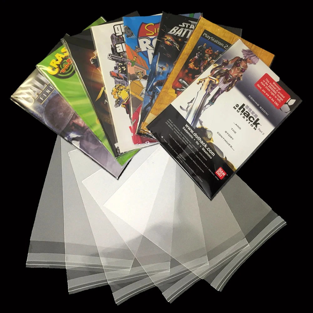 Clear Resealable Self Adhesive Seal Opp Bag Video Game Instruction Manual Sleeves for PS2 /Wii/Xbox/360 DVD Sized Manuals