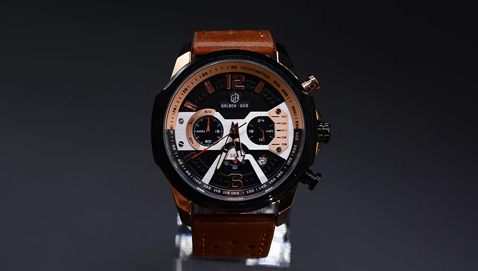 Лучший бренд класса люкс Для мужчин s кварцевые часы с ремешком из натуральной кожи Для мужчин мужской часы спортивные наручные часы Бизнес мужские часы Relogio Masculino