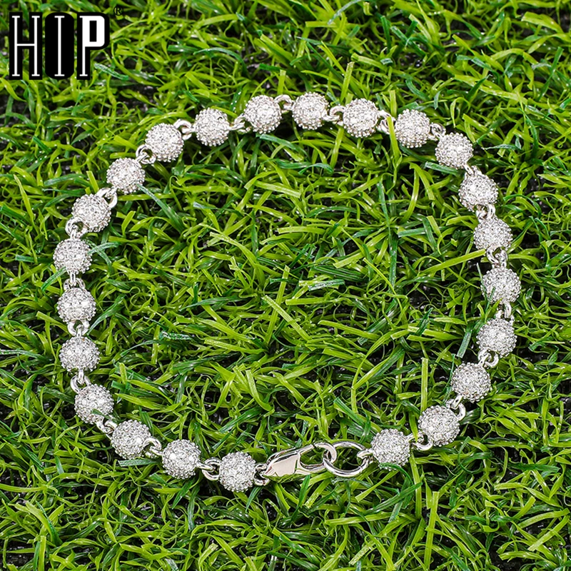 

Hip Hop 6MM Bling Iced Out Round AAA+ CZ Stone Cubic Zirconia Ball Bracelet For Men Women Jewelry