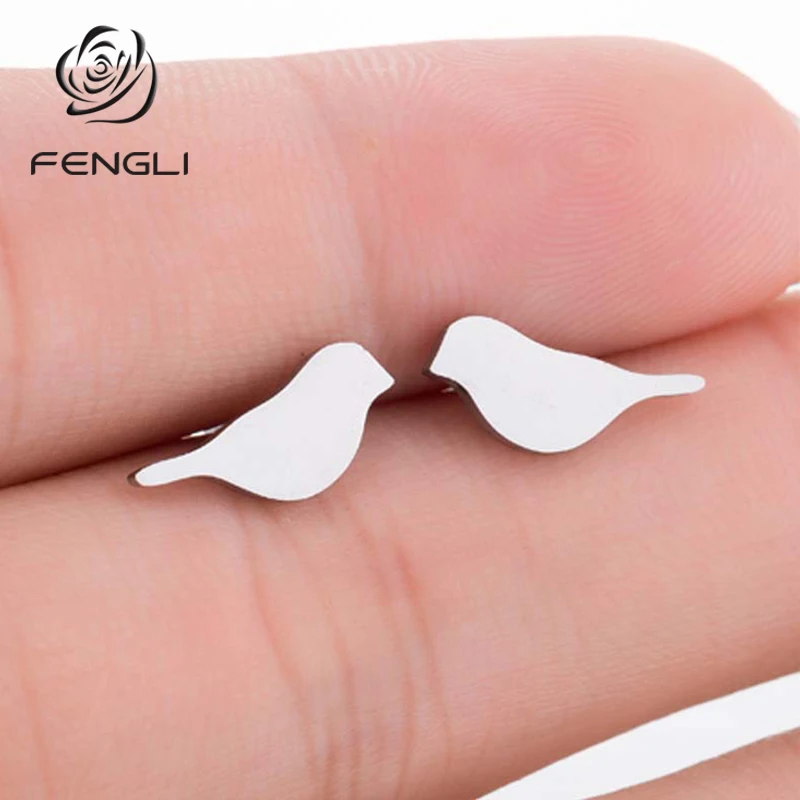 

FENGLI Tree Doctor Earring For Women Cute Bird Piercing Jewelry New Design Romantic Fashion Animal Stud Earrings Gfits