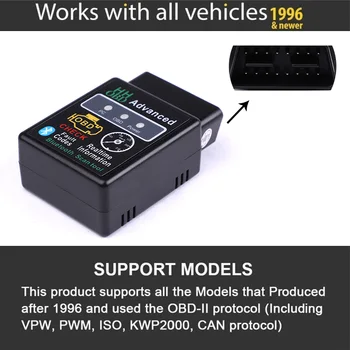 

OBD ELM327 Bluetooth OBD2 OBDII CAN BUS Check Engine Car Auto Diagnostic Scanner Tool Interface Adapter For Android PC