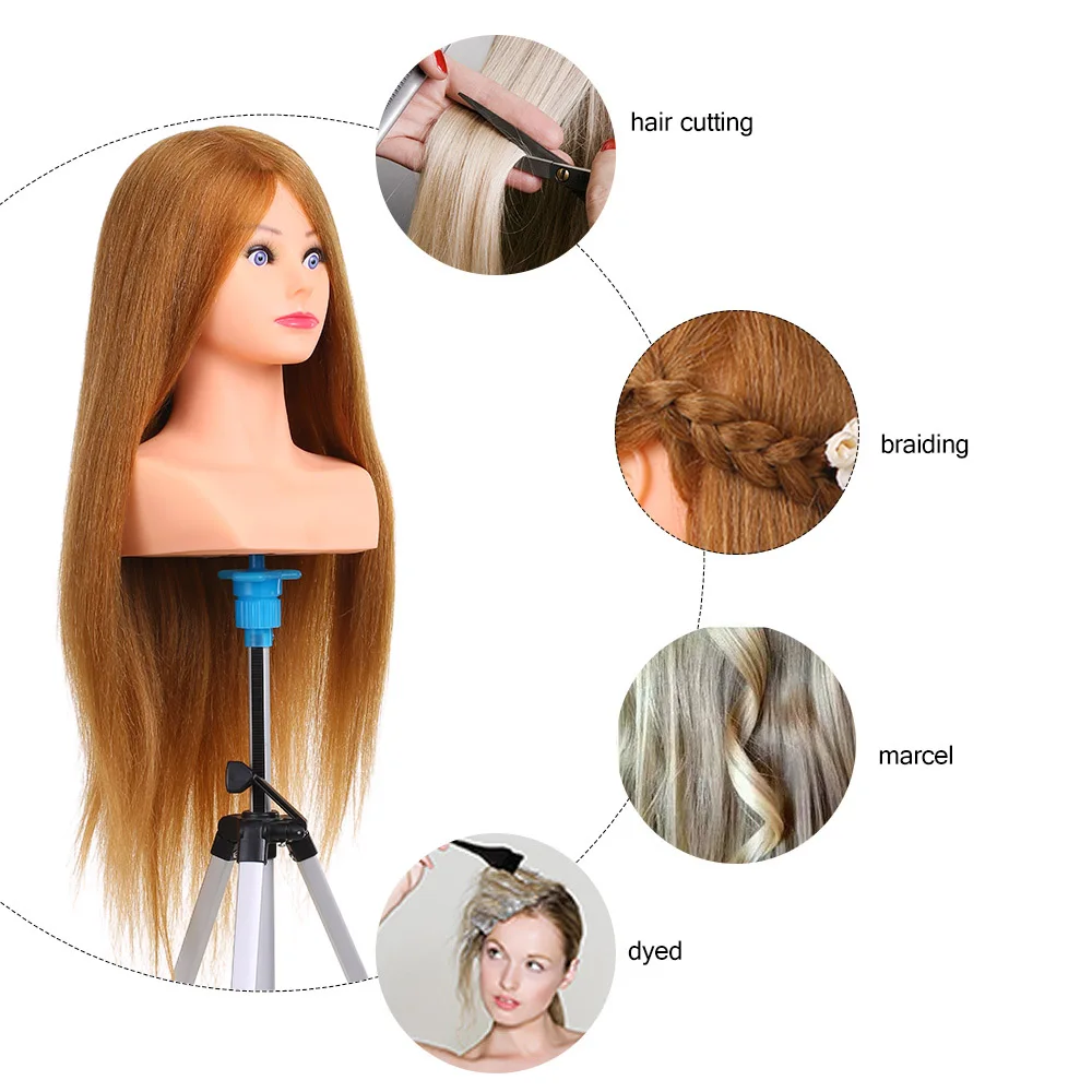 

100% Nature Human Hair Mannequin Head For Hairstyles Professional Barber Practice Head Styling Tool Dummy Head For Hairdresser