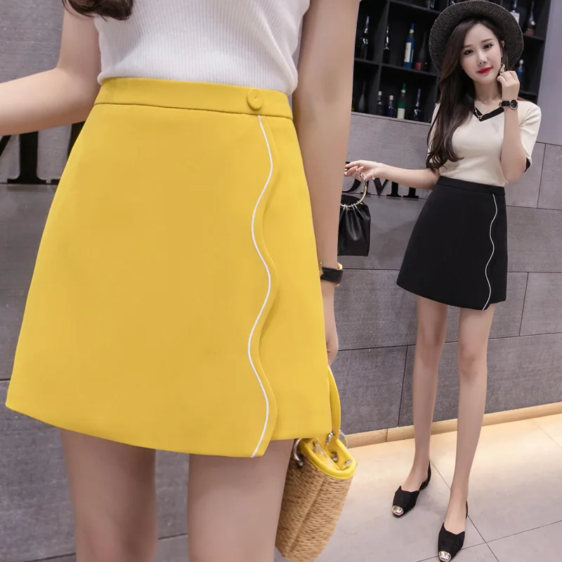 

2018 Summer Wear New Style Korean-style Slimming Wavy Edge Irregular Sheath High-waisted Short Skirt