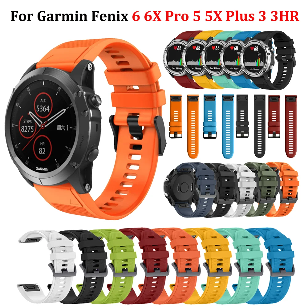 

26 22 mm Quickfit Watchband Strap For Garmin Fenix 6X 6S 6 Pro Silicone Easy fit Wrist Strap For Fenix 5 5S 5X Plus 3 3HR Watch