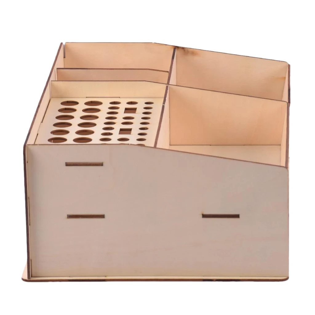 Wooden Paint Ink Bottles Rack Table Organizer Tools Storage Box Holder Stand