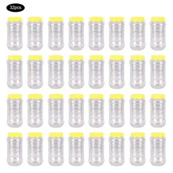 

32PCS 1000g Food Grade Plastic Transparent Honey Jar Storage Bottle Container with Lid Container Bee Drip Dispenser Kettle