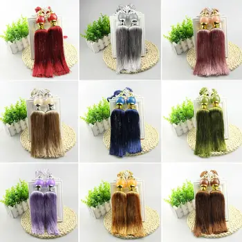 

1 Pair Faux Jadestone Hanging Ball Tassels Curtain Tiebacks Rope Window Decor