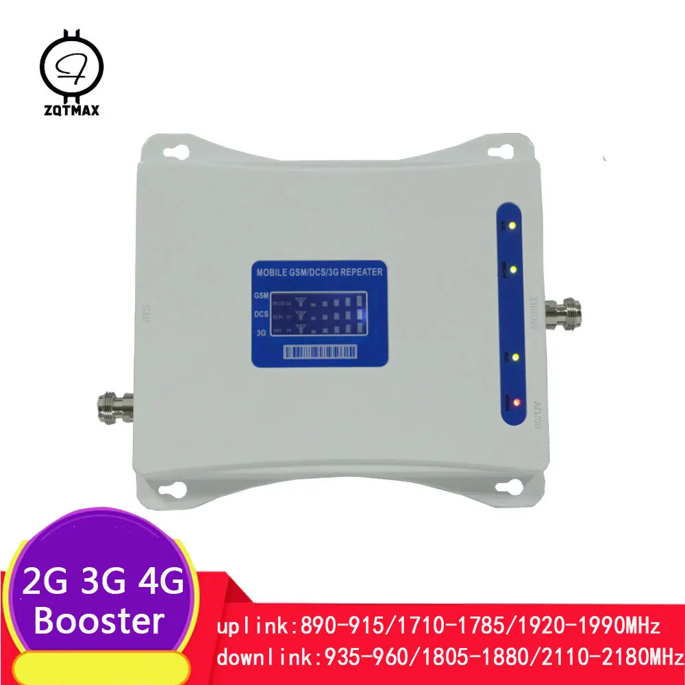 ZQTMAX 70dB 2G 3g 4G трехдиапазонный мобильный ретранслятор сигнала GSM 900 DCS 1800 WCDMA 2100 LTE сотовый усилитель сигнала