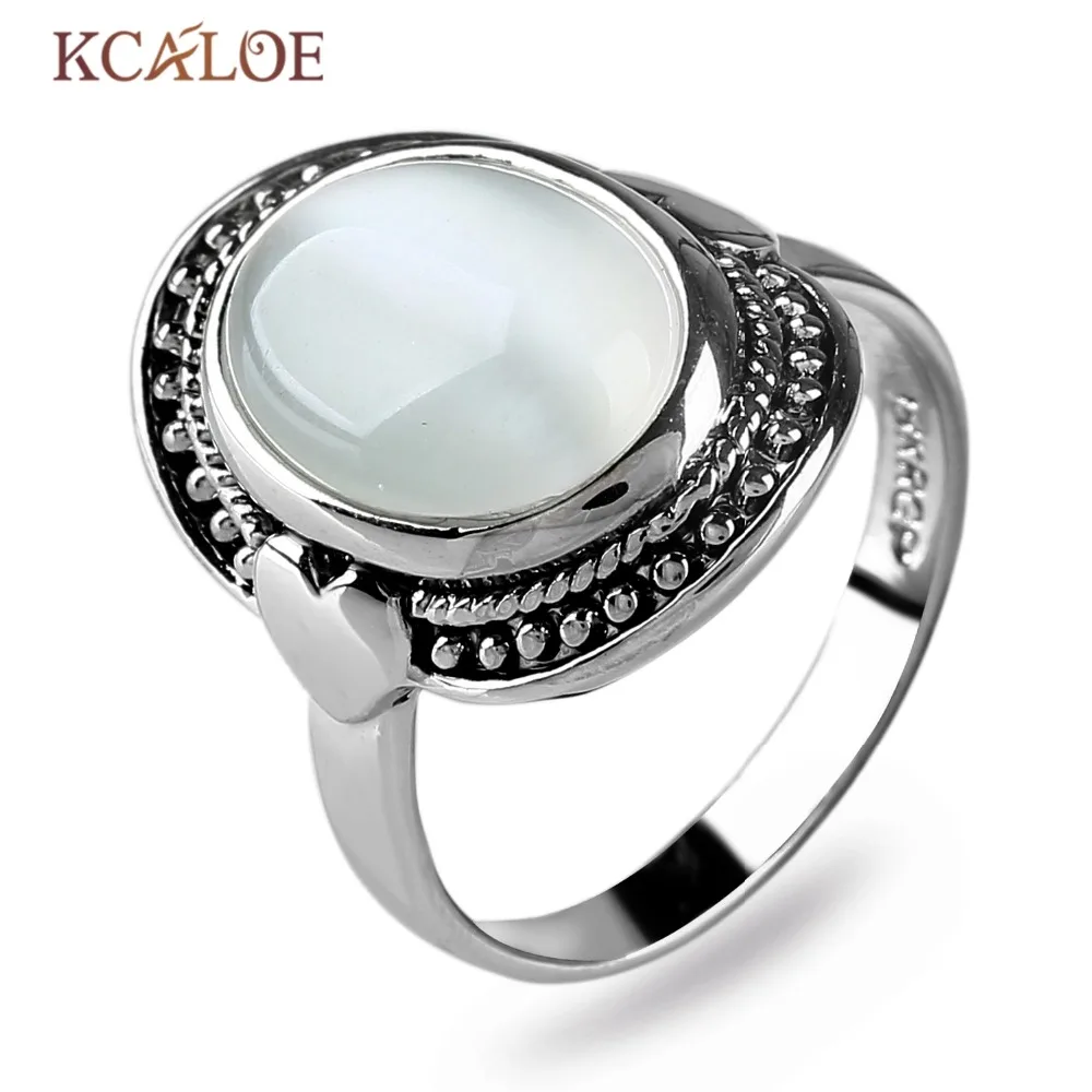 KCALOE, овальный опал, кольца для женщин, античное серебро, цвет, подарки на день Святого Валентина, Ретро стиль, натуральный камень, обручальное кольцо