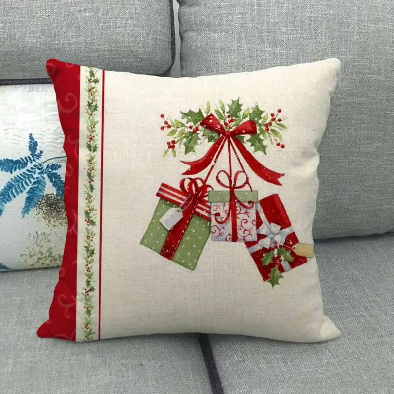 

Merry Christmas Pillowcases Linen Santa Pillowcase Sofa Cover Home Decor Cushion Cover 45 * 45cm Christmas Decorations for Home