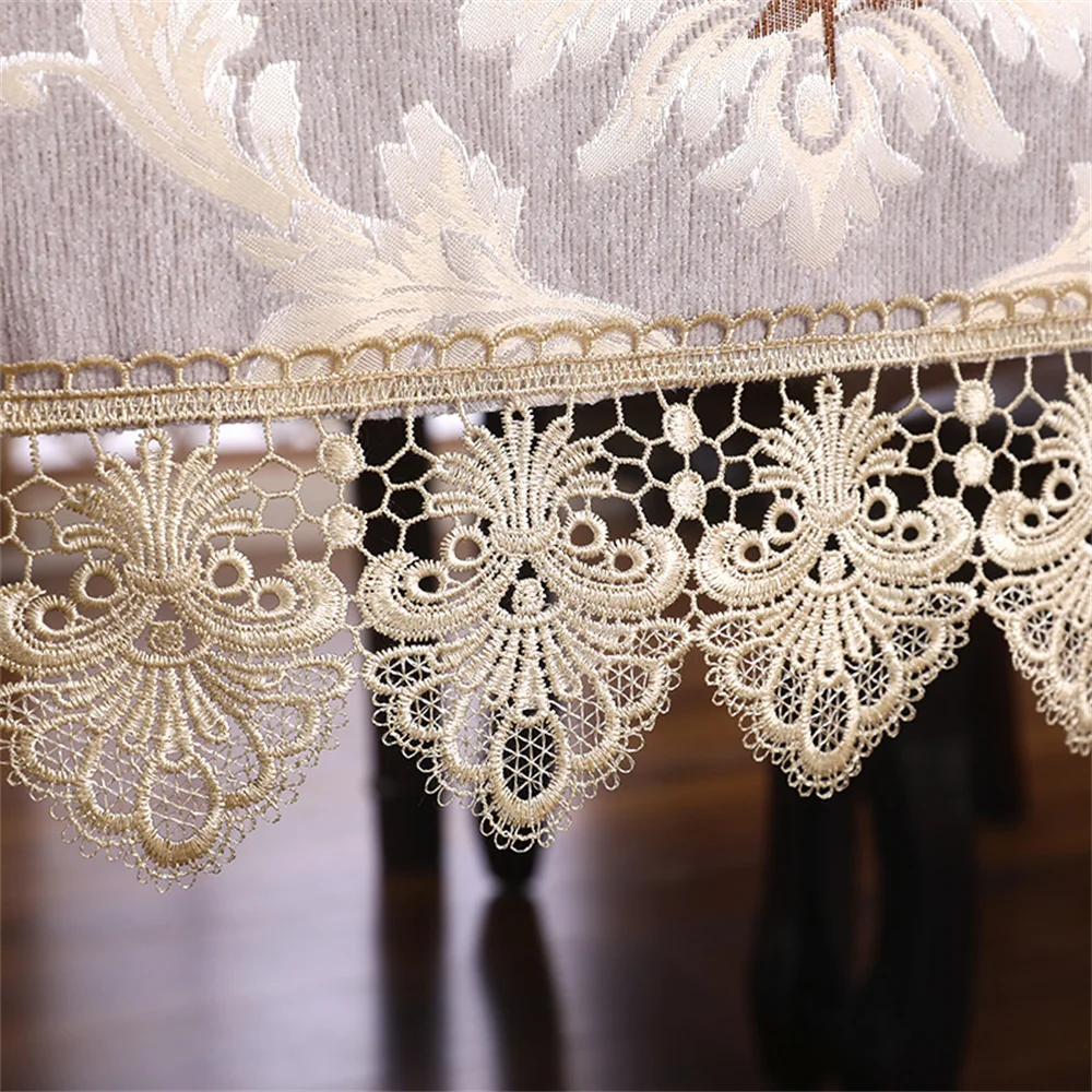 Luxury European Square Tablecloth Kitchen Lace Home TV Cabinet Coffee Table Cover Blue Pink Gray Coffee Restaurant Table Cover