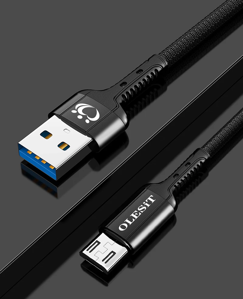 50 шт./лот OLESiT UNS-K183/K184/K185 1 м 3M мини USB кабель передачи данных Быстрая зарядка тканевый кабель для iPhone samsung huawei - Цвет: Черный