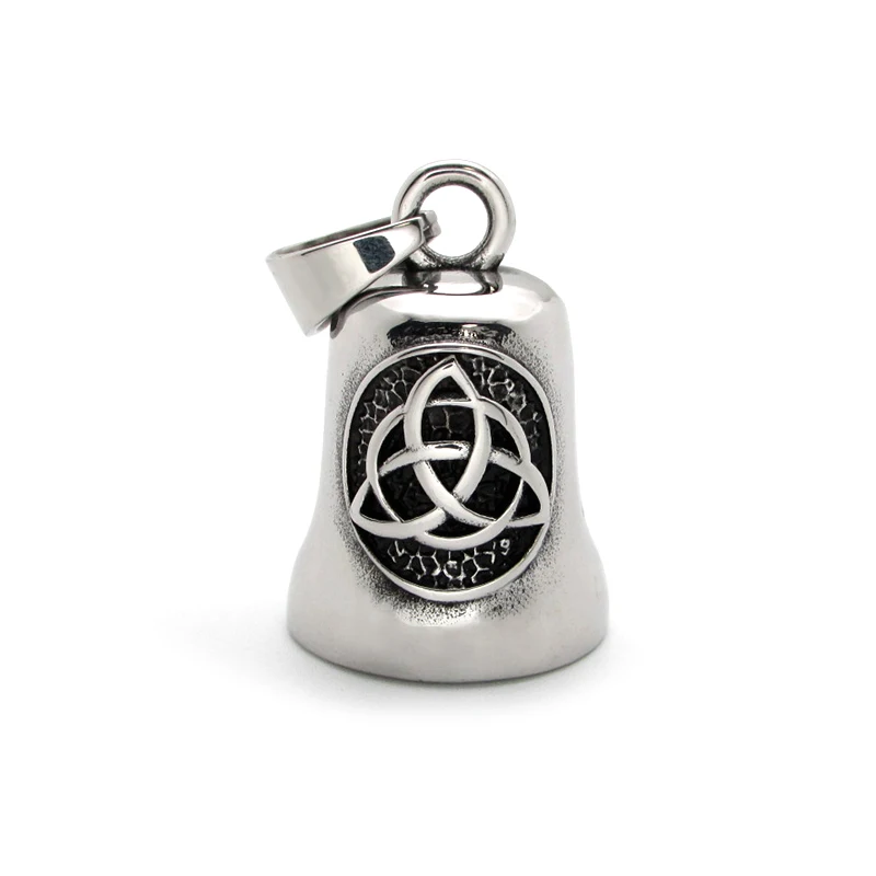 

Free Shipping Punk 316L Stainless Steel Silver Color and Black Nordic Vegvisir Symbol Biker Bell Pendant Jewelry