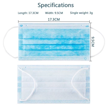 

10/20/30/50 Pcs Disposable Face Mask 3 Layer Hanging Ear Non WovenMeltblown Cloth Dust-Proof Safety Masks Spot Fast Delivery