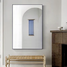 

Modern white wall Canvas Painting posters and print still life blue window Art Wall quite Pictures for Living Room Bedroom aisle