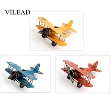 VILEAD 21cm figuras de avión de hierro Retro modelo de avión de Metal Vintage decoración del hogar Accesorios avión para niños regalos ornamentos