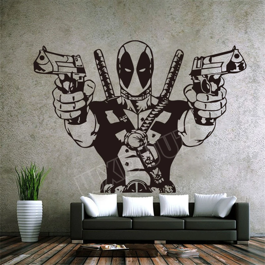 

Deadpool Marvel Comics Wall Art Decal Stickers Home Decor Bedroom Wall Stickers Decoration Vinyl Poster Kids Room Wall Sticker