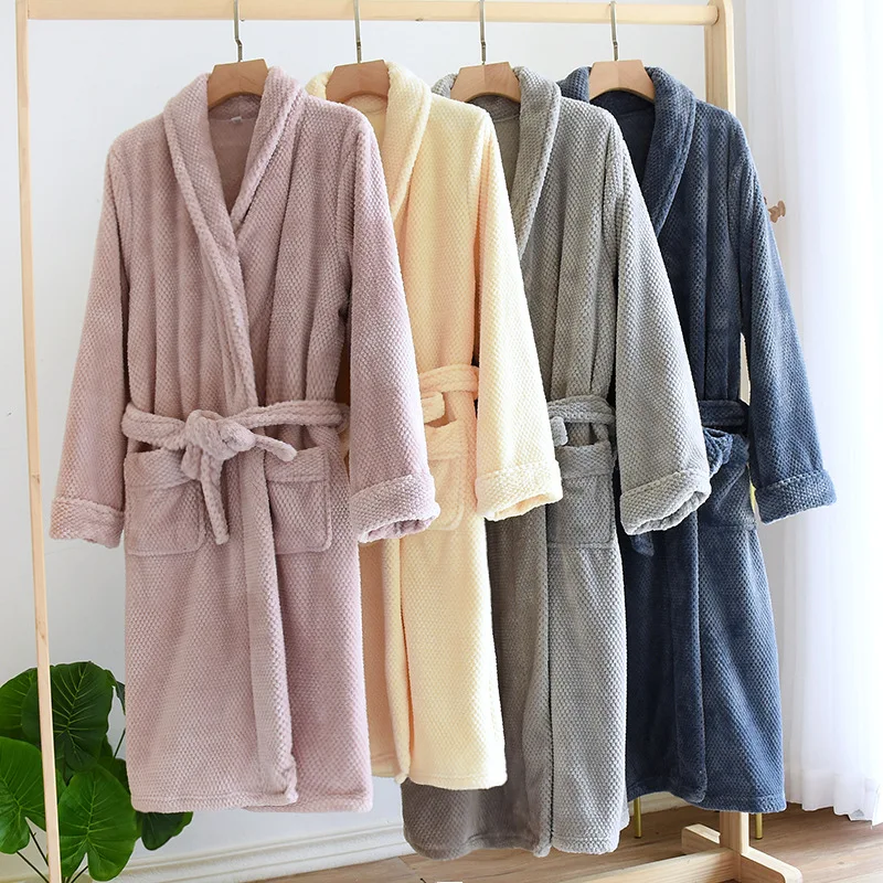 Women Bathrobe Nightgown Thick Warm Robe Winter Plus Size Women's