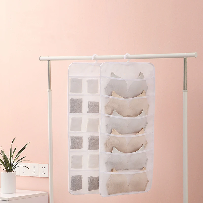 Drawer Closet 6/12/18 Pockets Household Clear Hanging Bag Socks Bra  Underwear Rack Hanger Storage Organizer Transparent Wardrobe Bags