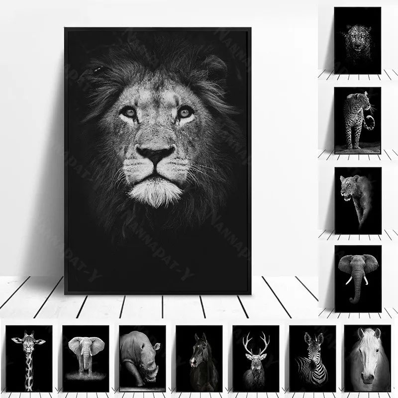 

Canvas Painting Animals Wall Art Lion Elephant Deer Zebra Posters And Prints Wall Art Pictures For Living Room Home Decoration