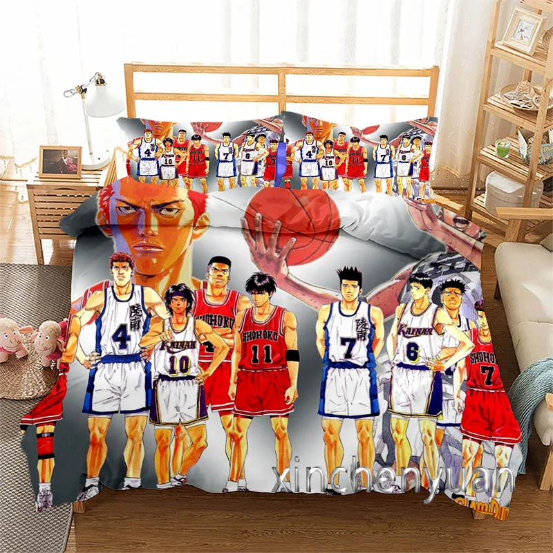 

Cartoon Slam Dunk 3D Printed Duvet Cover Set Twin Full Queen King Size Bedding Set Bed Linens Bedclothes for Young K96