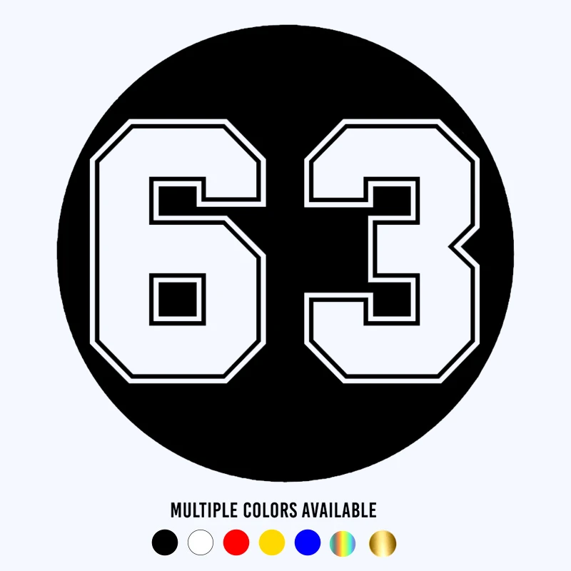 

CK20306# Die-cut Vinyl Decal Figure Number 63 Car Sticker Waterproof Auto Decors for Bumper Rear Window