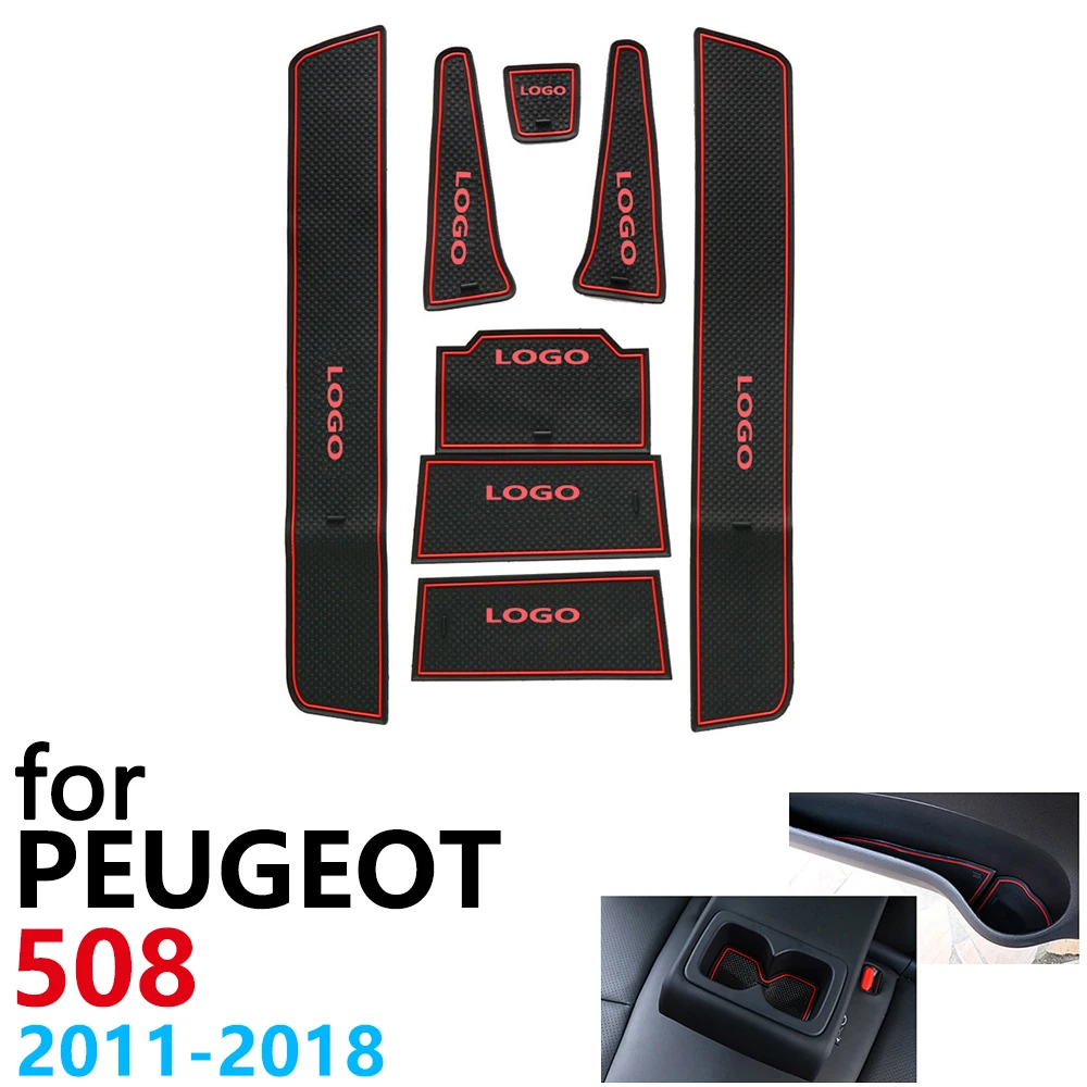 Противоскользящий резиновый коврик для чашки дверной паз Peugeot 508 508sw 508RXH 2011 ~ 2018