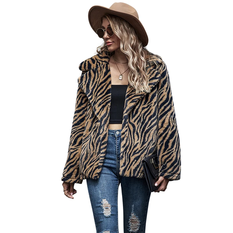 

New Women's Coat Leopard Jacket Winter Fashion Streetwear Warm Coats For Women Autumn Turn-down Collar Vintage Jacket Female
