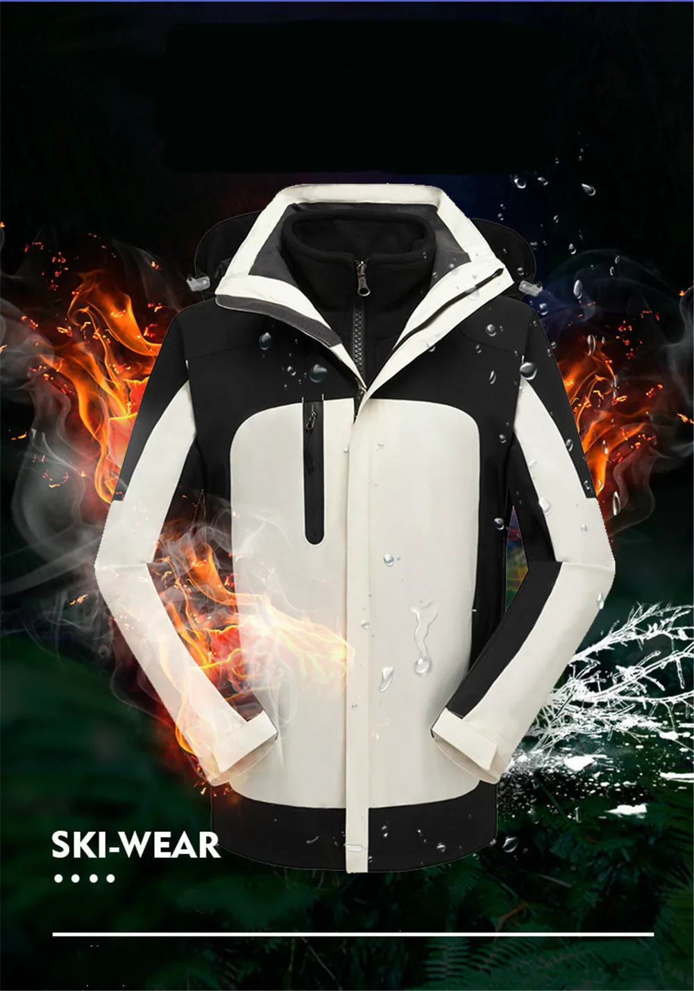 3 в 1 Мужская и женская куртка для сноуборда, теплая зимняя флисовая Толстая ветрозащитная куртка с капюшоном для занятий спортом на открытом воздухе, лыжная куртка