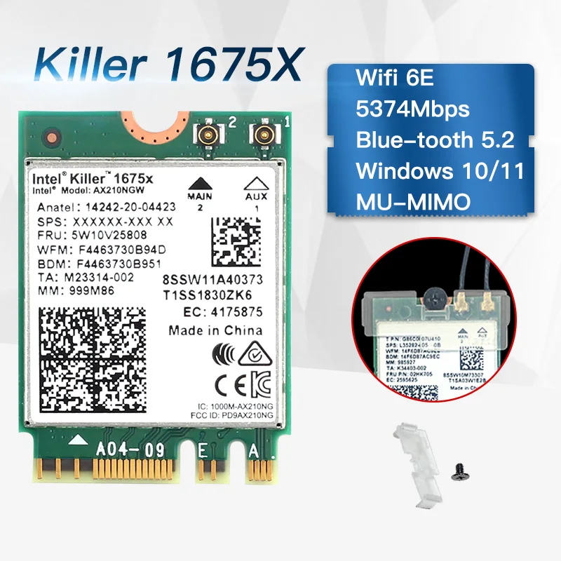 

Беспроводной адаптер Wi-Fi 6e AX210, 5374 Мбит/с, поддержка Bluetooth