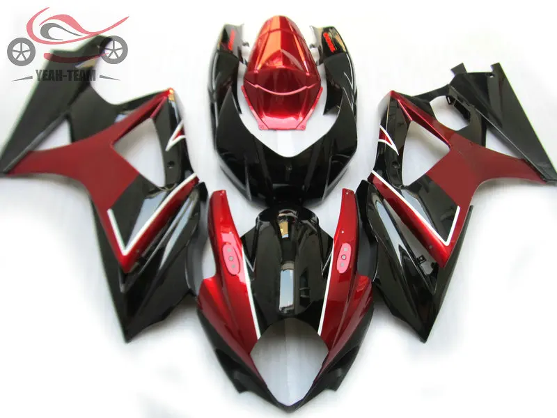Комплект обтекателей под давлением для Suzuki GSXR1000 K7 2007 2008 road racing красный черный ABS пластик китайские