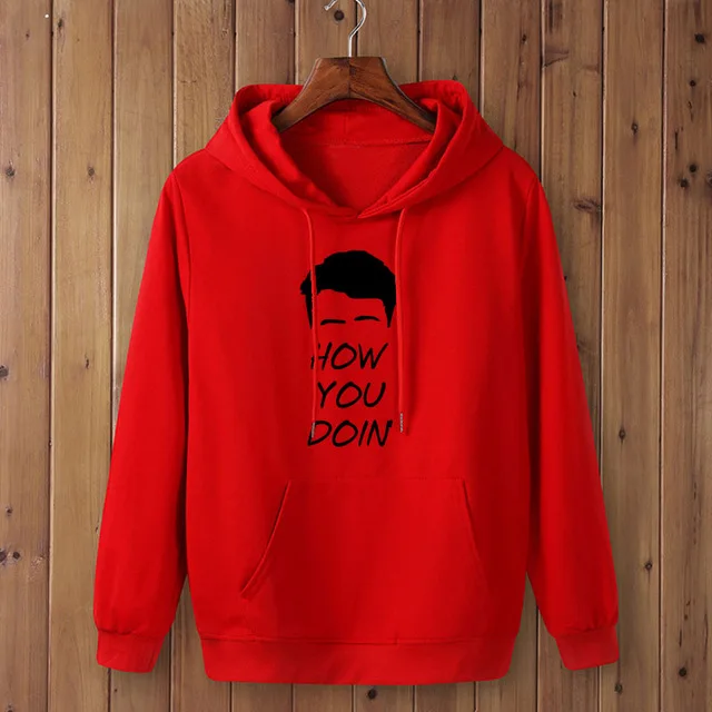 Red-B Модная Толстовка How You Doin, одежда, толстовка с капюшоном для мужчин, Осень-зима, с капюшоном в стиле хип-хоп - Цвет: Red-B
