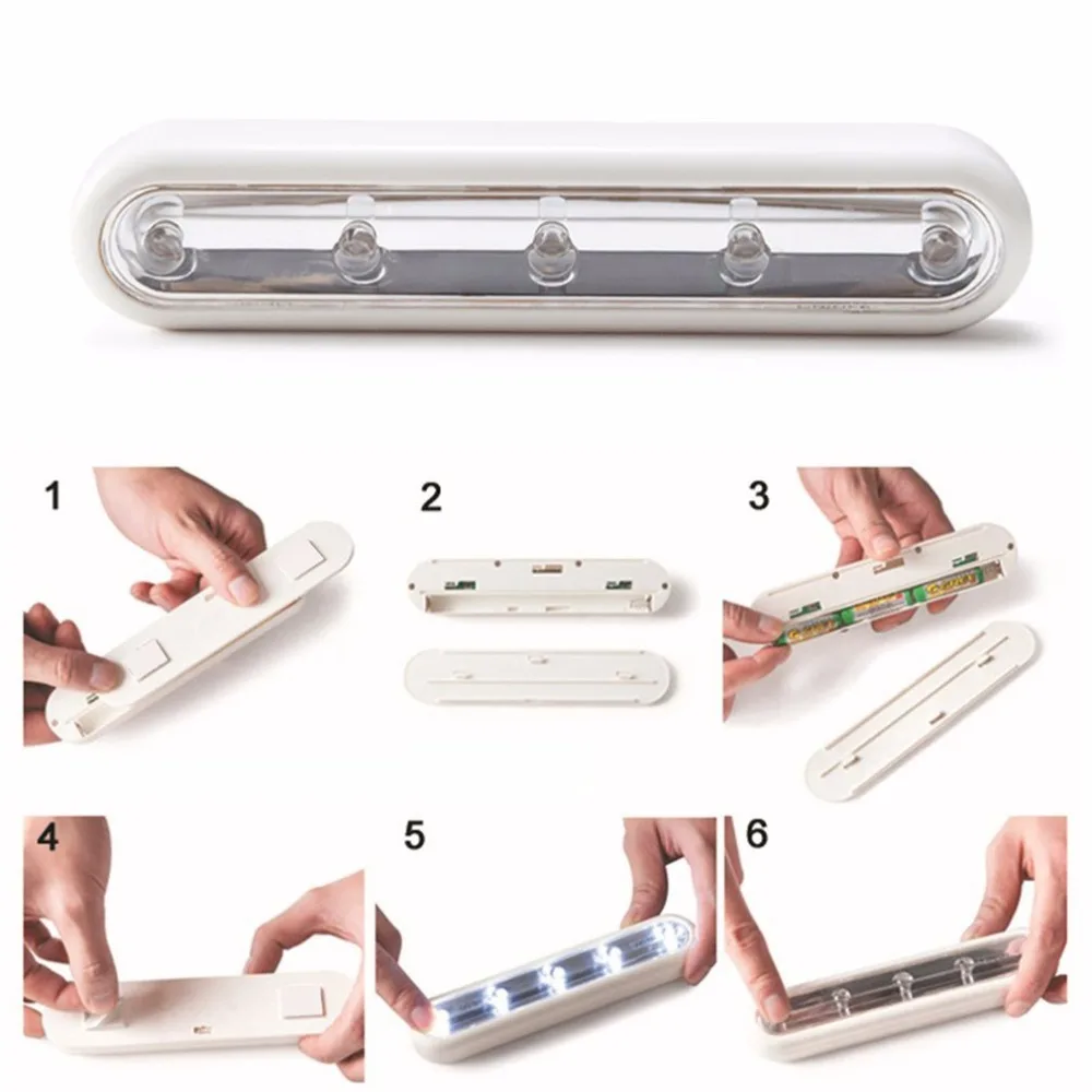 Battery-powered LED Light Stick Small Night Light Self-adhesive Wardrobe Light Bar For Bathroom Cabinet Stairway Closet